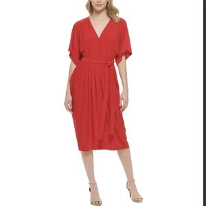 Tommy Hilfiger Matte Jersey Pleated Midi Dress NWT Size 14